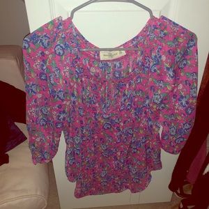 Floral 3/4 Length Sleeve Blouse